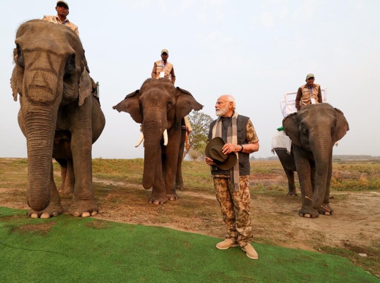pm narendra modi enjoy jungle safari takes elephant ride at assams kaziranga national park