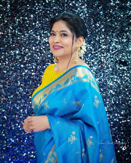 Shweta Shinde Sky Blue Saree