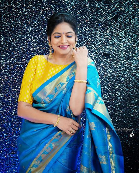 Shweta Shinde Sky Blue Saree