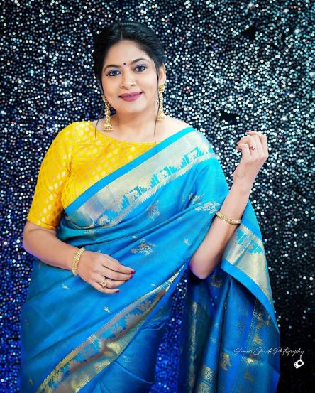 Shweta Shinde Sky Blue Saree