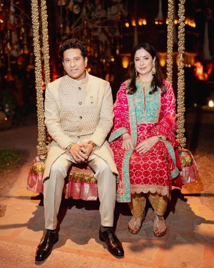cricketer sachin tendulkar shared special photos anant ambani rashika merchant pre wedding event wife anjali and daughter sara also see