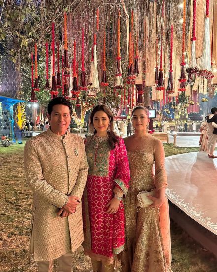 cricketer sachin tendulkar shared special photos anant ambani rashika merchant pre wedding event wife anjali and daughter sara also see