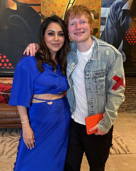 Ed sheeran visit to mumbai for performance met school students bollywood stars shahrukh khan ayushmann khurrana armaan malik gauri khan farah khan 