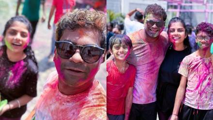 kushal badrike holi celebration with family