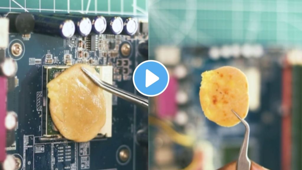 Digital creator a young boy cooks aloo paratha on CPU