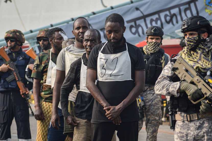 pirates captured arrive at Naval Dockyard Mumbai 4