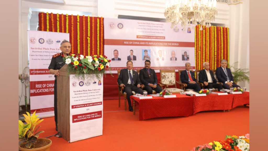 pune, Chief of army Staff general, anil chauhan, India, Disputed Borders, Rising China Tensions, express thoughts, Savitribai Phule Pune University, pune, Chief of army Staff general, anil chauhan, India, Disputed Borders, Rising China Tensions, express thoughts, Savitribai Phule Pune University,