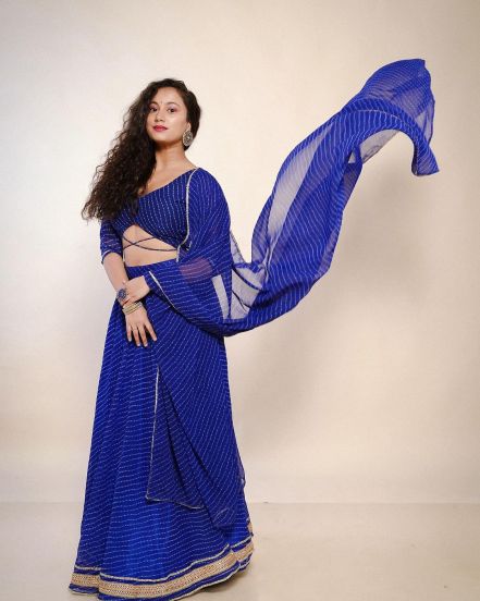 Gauri Ingawale Blue Lehenga Photoshoot
