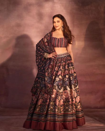 Madhuri Dixit Black Lehenga