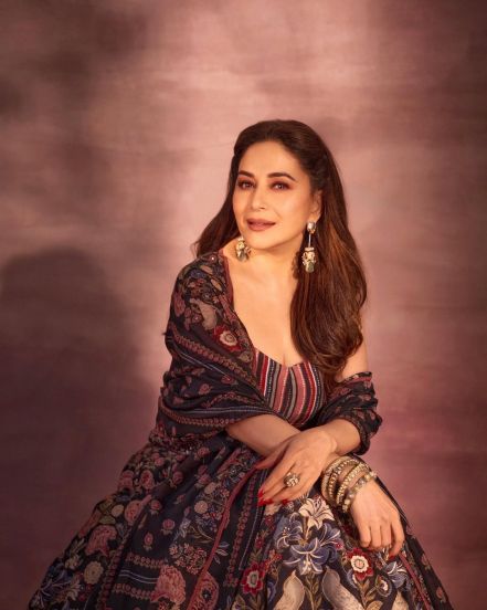 Madhuri Dixit Black Lehenga