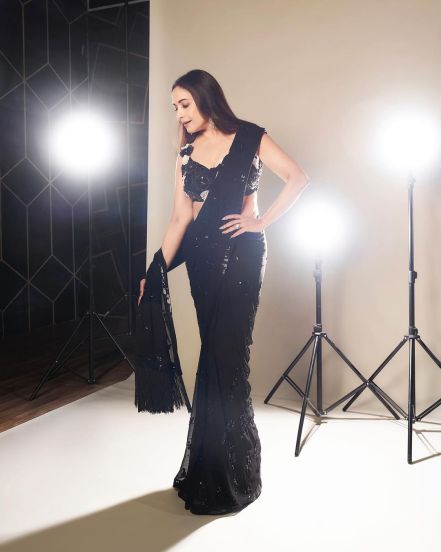 Madhuri Dixit Black Lehenga