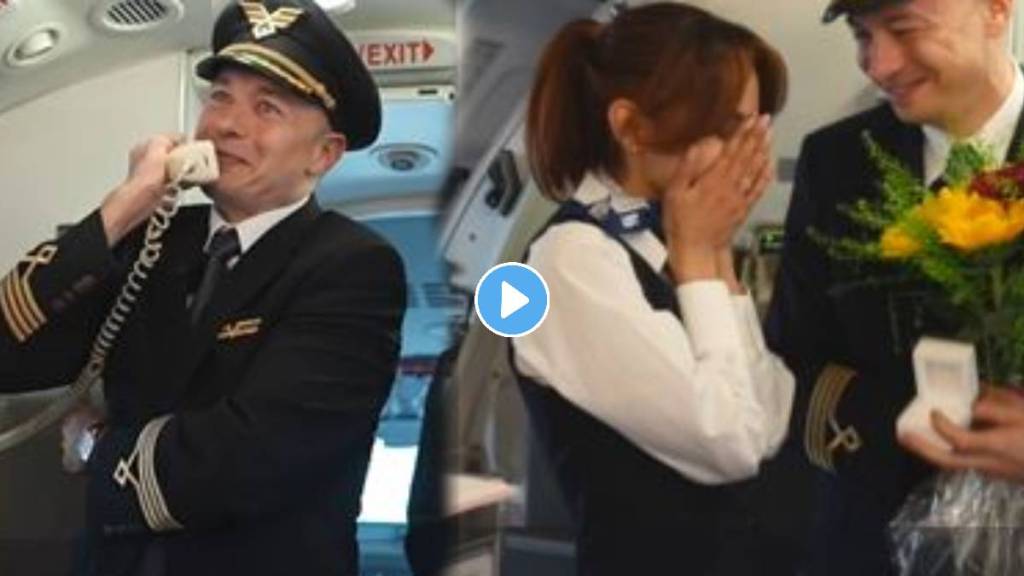Viral video captain proposes flight attendant Viral video captain proposes flight attendant