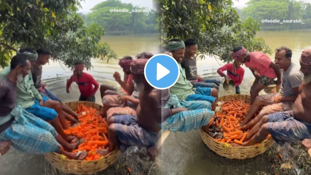 Shocking video of washing carrot in river water by vendor