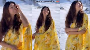 abhidnya bhave wear chiffon saree in minus degree temperature