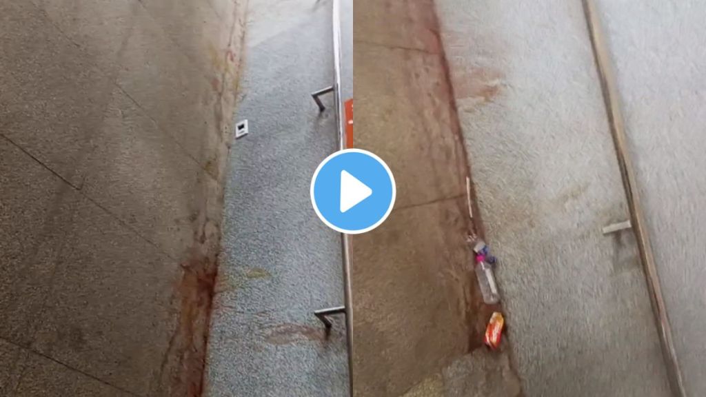 Ayodhya railway station floor filled with paan stains Ayodhya railway station floor filled with paan stains