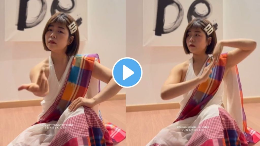 Korean woman beautifully perform indian classical dance
