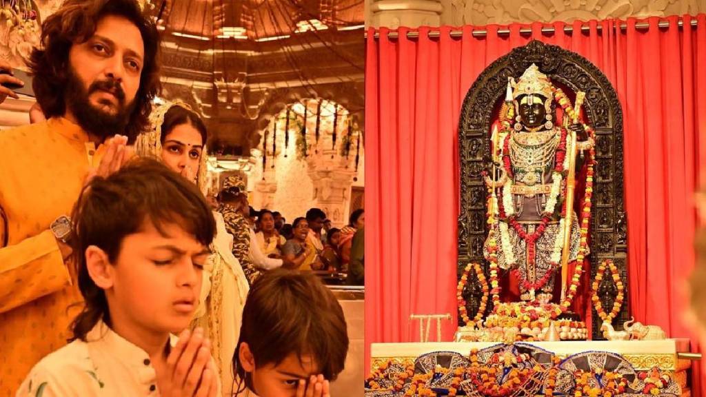 genelia and riteish deshmukh seeks blessings at ram mandir genelia and riteish deshmukh seeks blessings at ram mandir