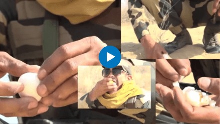 Watch BSF soldier boils egg in scorching desert in Rajasthan video viral