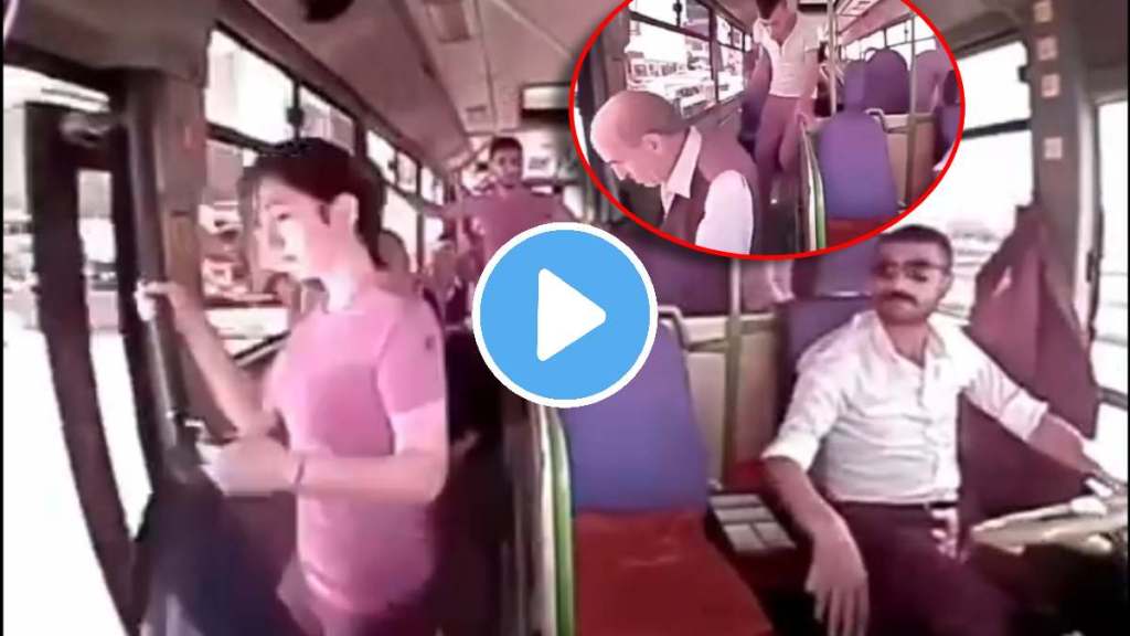 Strange accident captured in bus camera Strange accident captured in bus camera
