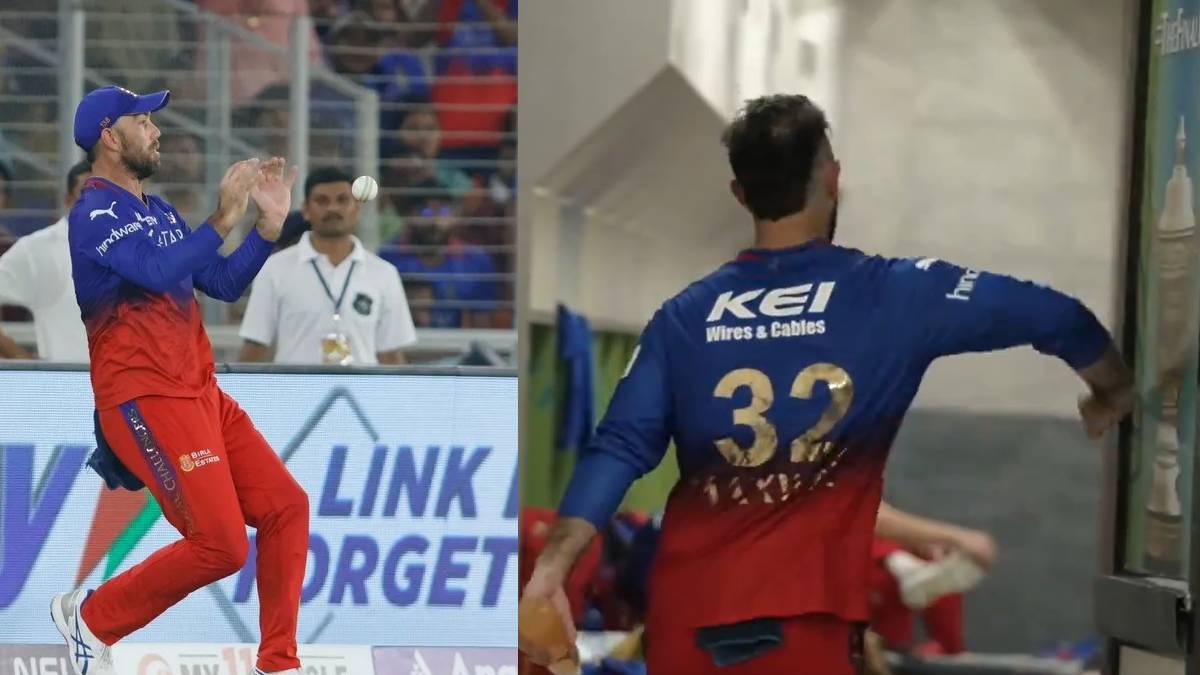 RCBच्या पराभवानंतर मॅक्सवेलने रागात ड्रेसिंग रूमच्या दरवाज्यावर आदळला हात, गोल्डन डक-कॅच ड्रॉपमुळे चाहत्यांनी साधला निशाणा