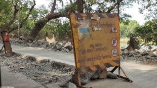 Excavation of concrete roads in Aare Dudh Colony mumbai