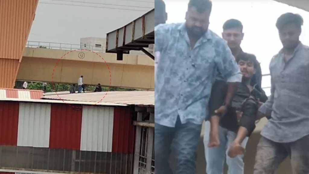 psychopath climbs the roof of Pune railway station