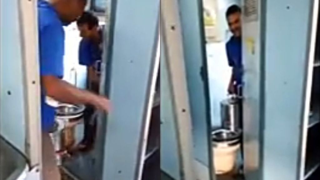 Selling tea using water in train toilet in nagpur Selling tea using water in train toilet in nagpur