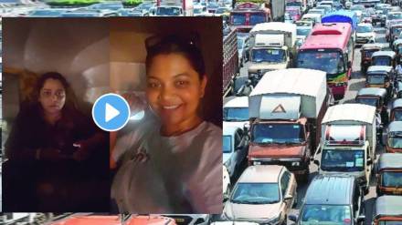 Maharashtrachi Hasyajatra fame actress namrata sambherao and chetana bhat stuck in Ghodbunder traffic jam