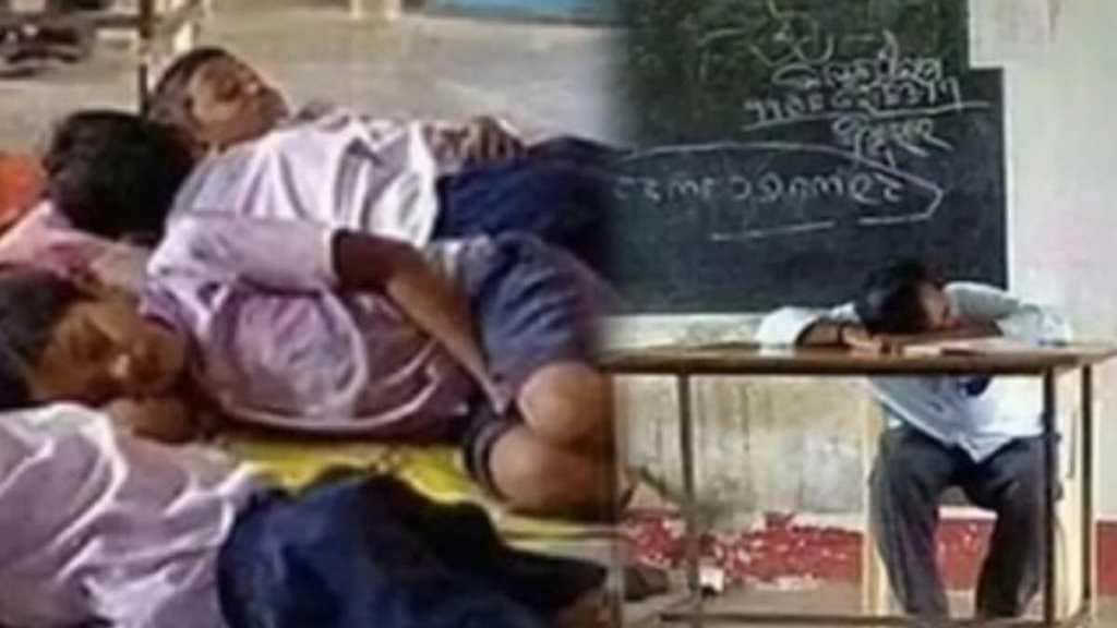 Teachers and students are sleep in classroom the principal was shocked