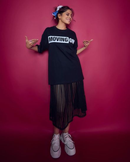 Sai Tamhankar T-Shirt Skirt Look