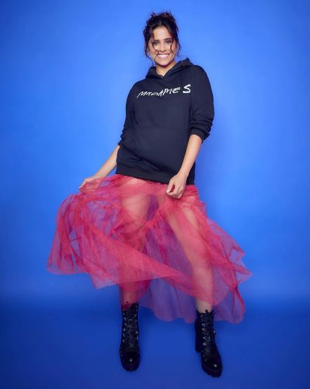 Sai Tamhankar T-Shirt Skirt Look