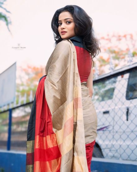 Shivali Parab Golden Saree Look