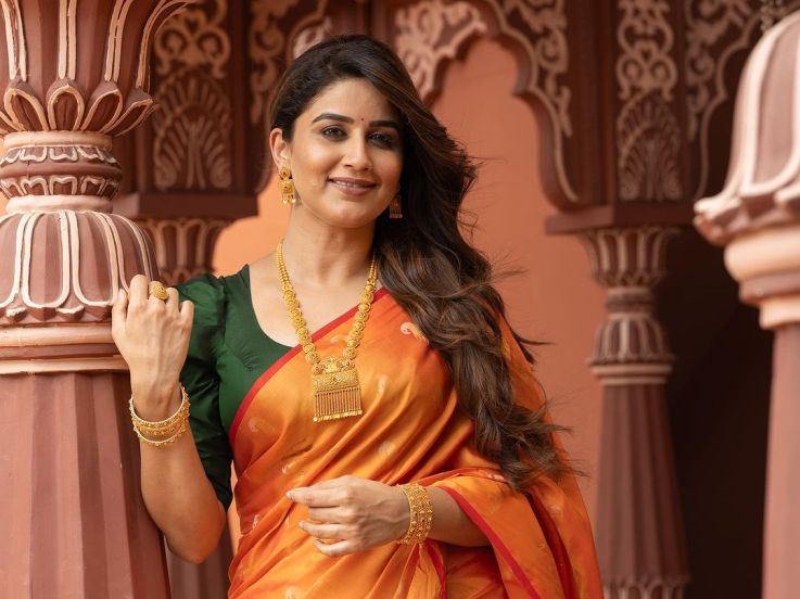 Vaidehi Parashurami Orange Saree