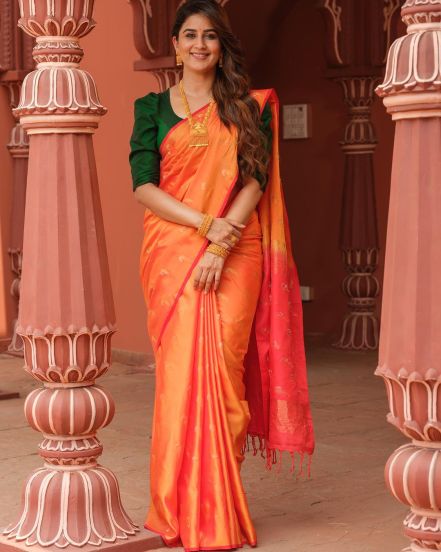 Vaidehi Parashurami Orange Saree