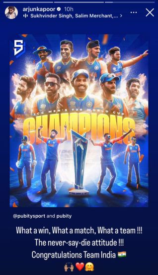 arjun kapoor T 20 worldcup won by india bollywood celebrity wishes shared social Media post