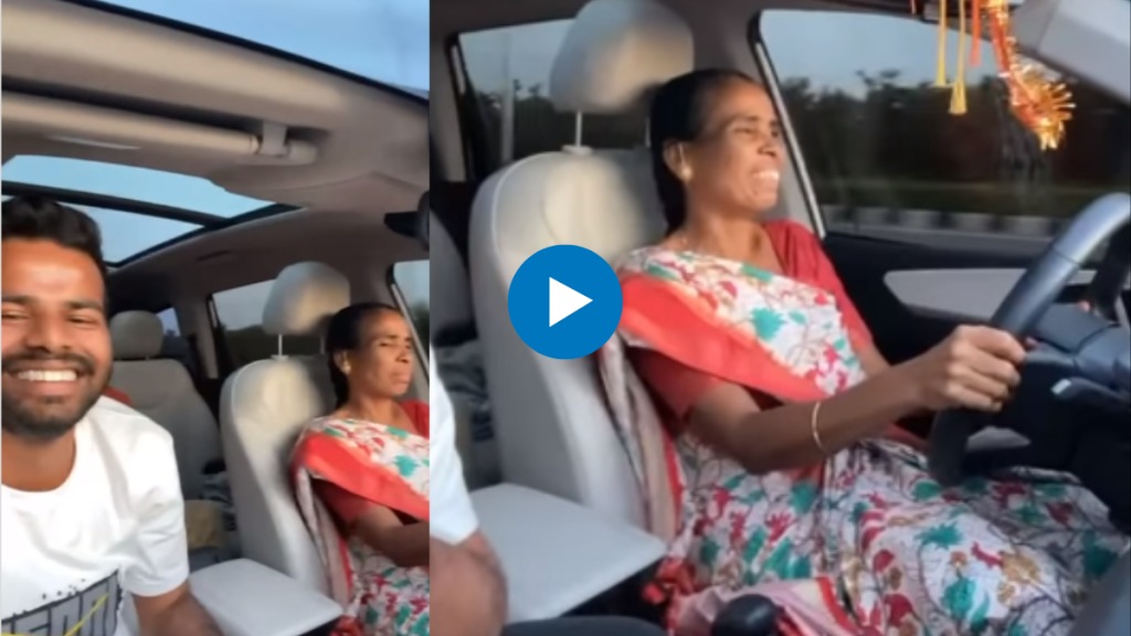 mother was driving son sitting in front looking at the smile ofboth of them in viral video