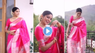 Pooja sawant reel on gulabi saree went viral n social media