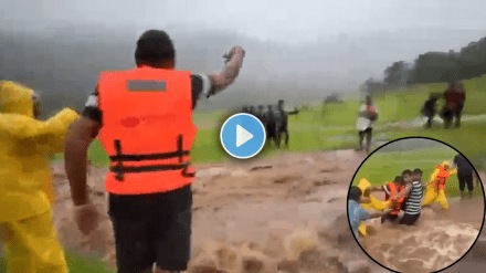 70 Tourists Stranded At Waterfall In Belapur, Rescued By NMMC Fire Department VIDEO