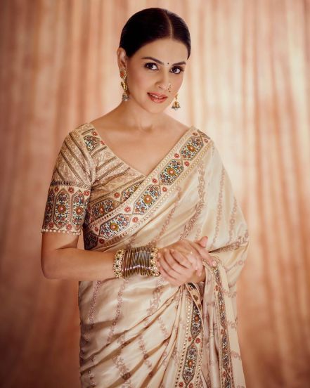 Genelia deshmukh traditional Marathi look in nauvari saree for anant ambani radhika merchat wedding