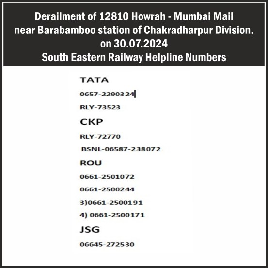 Jharkhand Train Accident helpline numbr