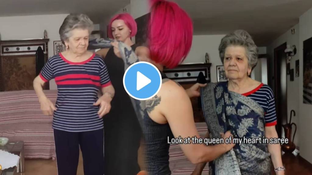 Viral video shows Italian woman fulfills her Grandmother dream of wearing a saree watch Cutest Saree story start form Mumbai