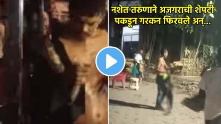 python on his shoulder and grabbed mouth then grabbed tail and swing around shocking video viral