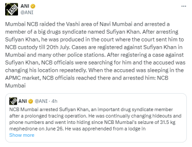 Navi Mumbai Vashi NCB Action Against Drugs syndicate 