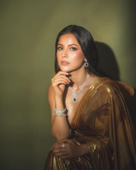 Shehnaaz Gill Yellow Anarkali Dress