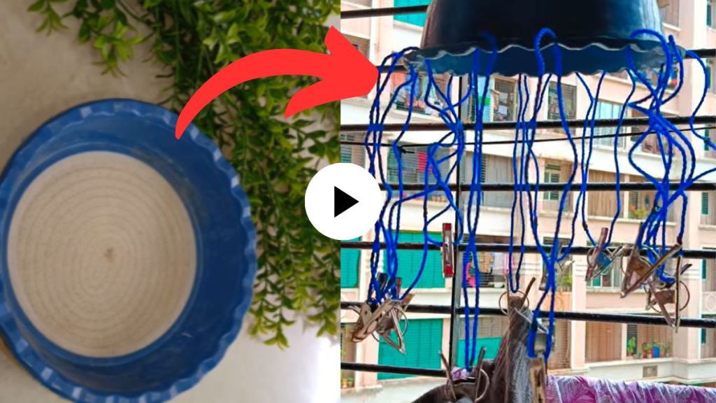 best jugaad in monsoon rainy season made clip hanger for dry clothes from old strainer
