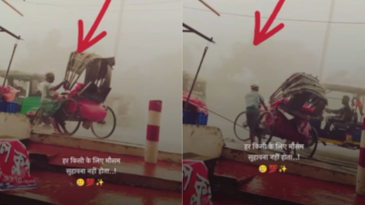 uncle saved his cycle rickshaw from flying in the stormy rain video ...