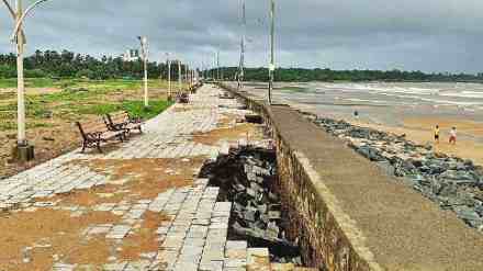 High Tide Erodes foothpath over Sea Wall at Aksa Beach, Erodes foothpath over Newly Built Sea Wall, Environmentalists Urge Demolition of wall at aksa beach, High Tide Erodes foothpath over Newly Built Sea Wall , aksa beach, Tide Erodes Sea Wall High Tide Erodes foothpath over Sea Wall at Aksa Beach, Erodes foothpath over Newly Built Sea Wall, Environmentalists Urge Demolition of wall at aksa beach, High Tide Erodes foothpath over Newly Built Sea Wall , aksa beach, Tide Erodes Sea Wall