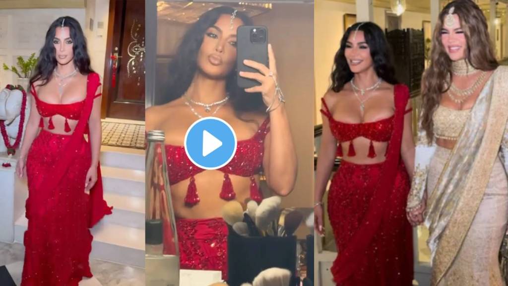 anant ambani wedding kim kardashian red saree look anant ambani wedding kim kardashian red saree look