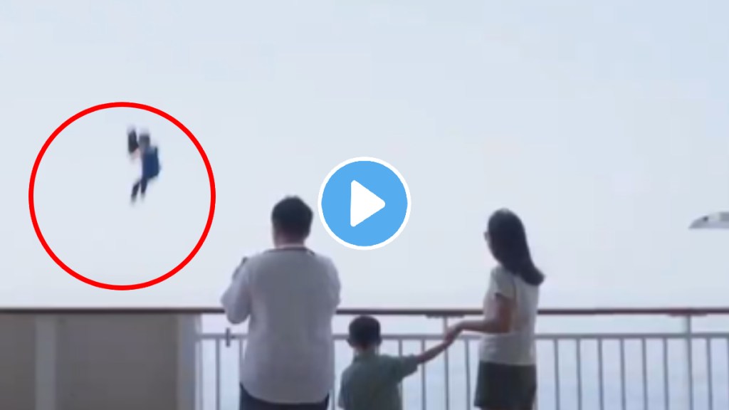 A shocking video shows the moment a cruise ship passenger fell overboard, as a couple and child looked on in horror video