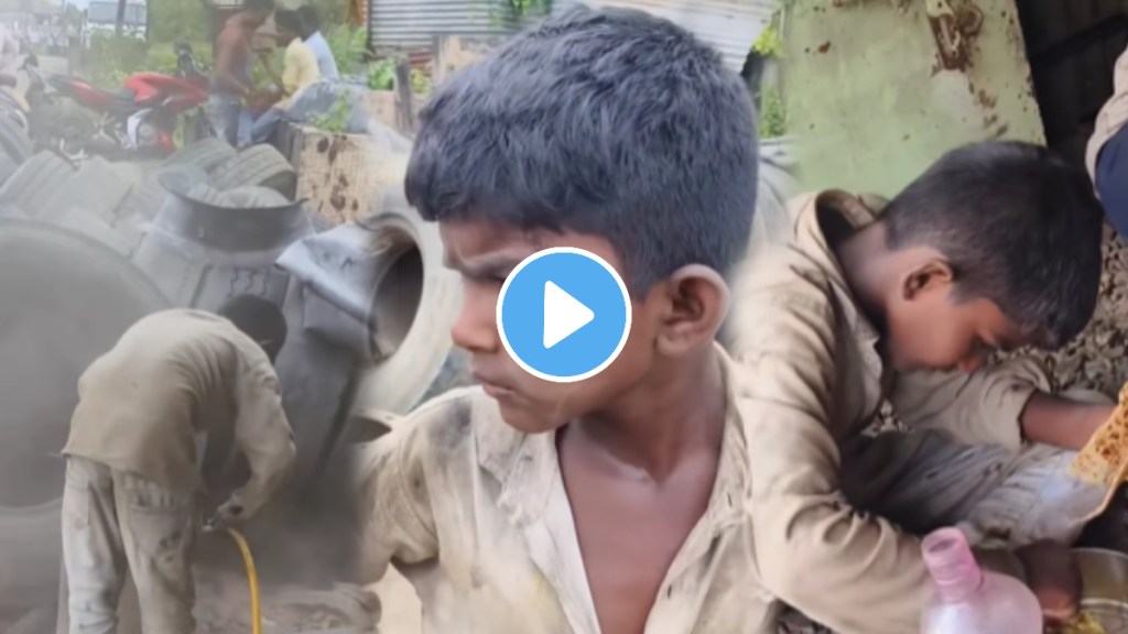 Emotional video toddlers struggle to help family to work in garage heart touching video